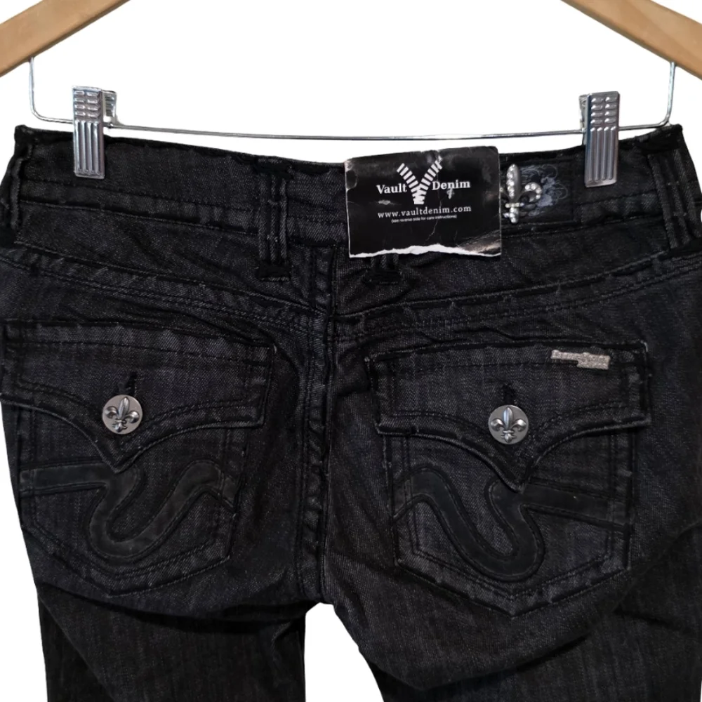 Laguna Beach‎ Vault Black Straight Leg Jeans Fleur De Lis Embellished Y2K NWT